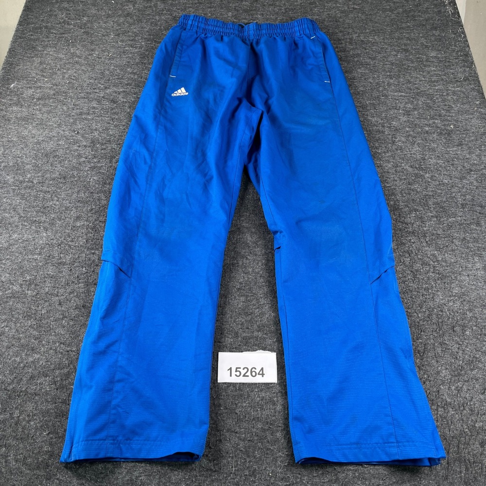 Adidas Track Pants Men Large Blue Mesh Lined Ankle Zip Elastic Waistband Outdoor